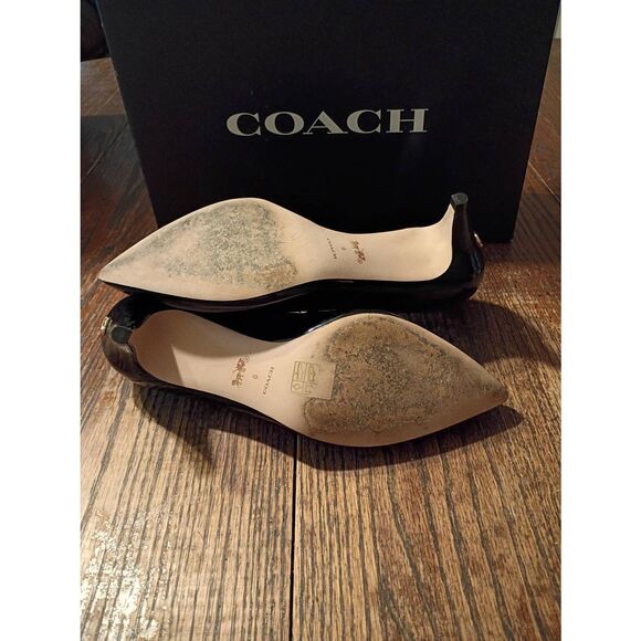 Something Bleu - Sloane d Size 6B Coach Sloane Patent Black Kitten Heel Slip On Dress Shoes